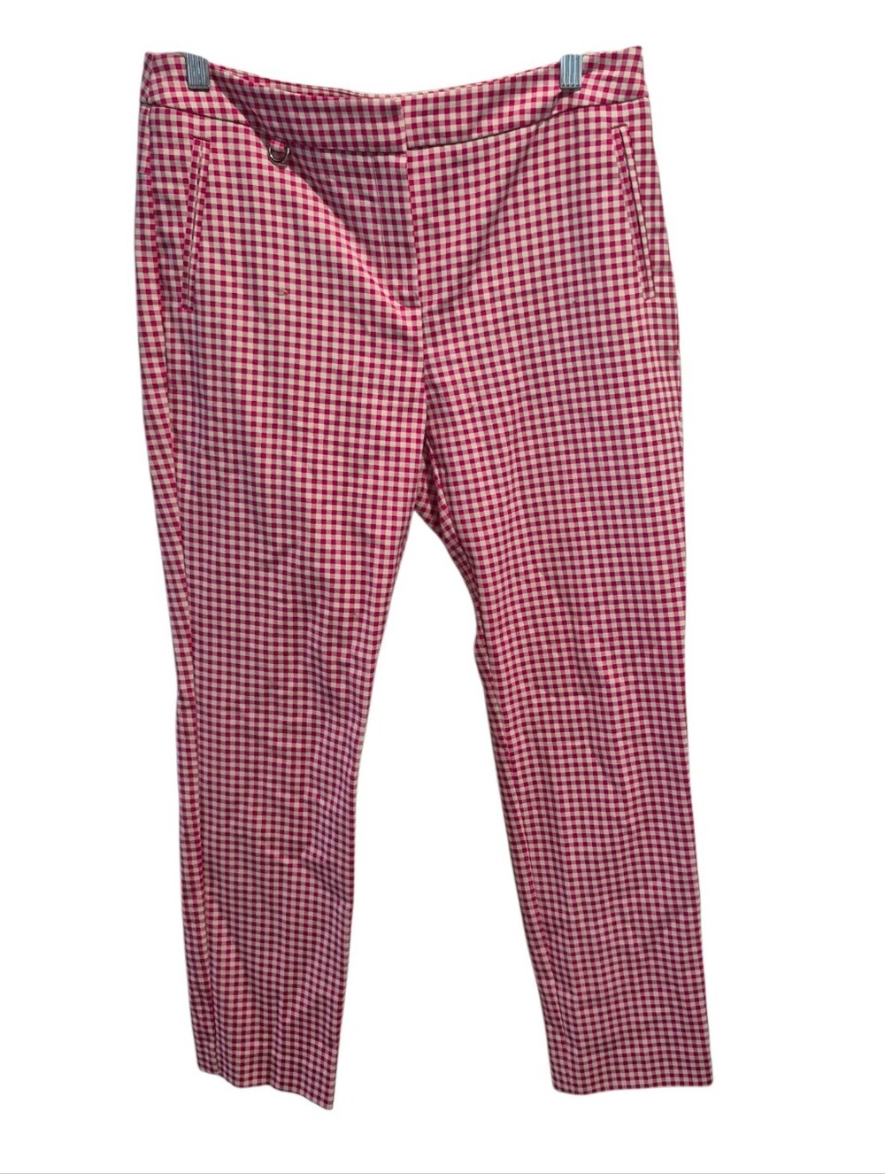 Adrianna Papell Size 8 Pink Gingham Ankle Pants